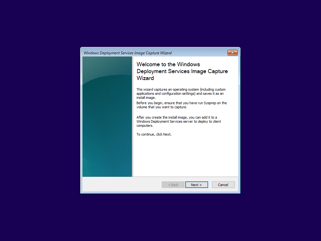 Windows Deployment Services Capture Image boot