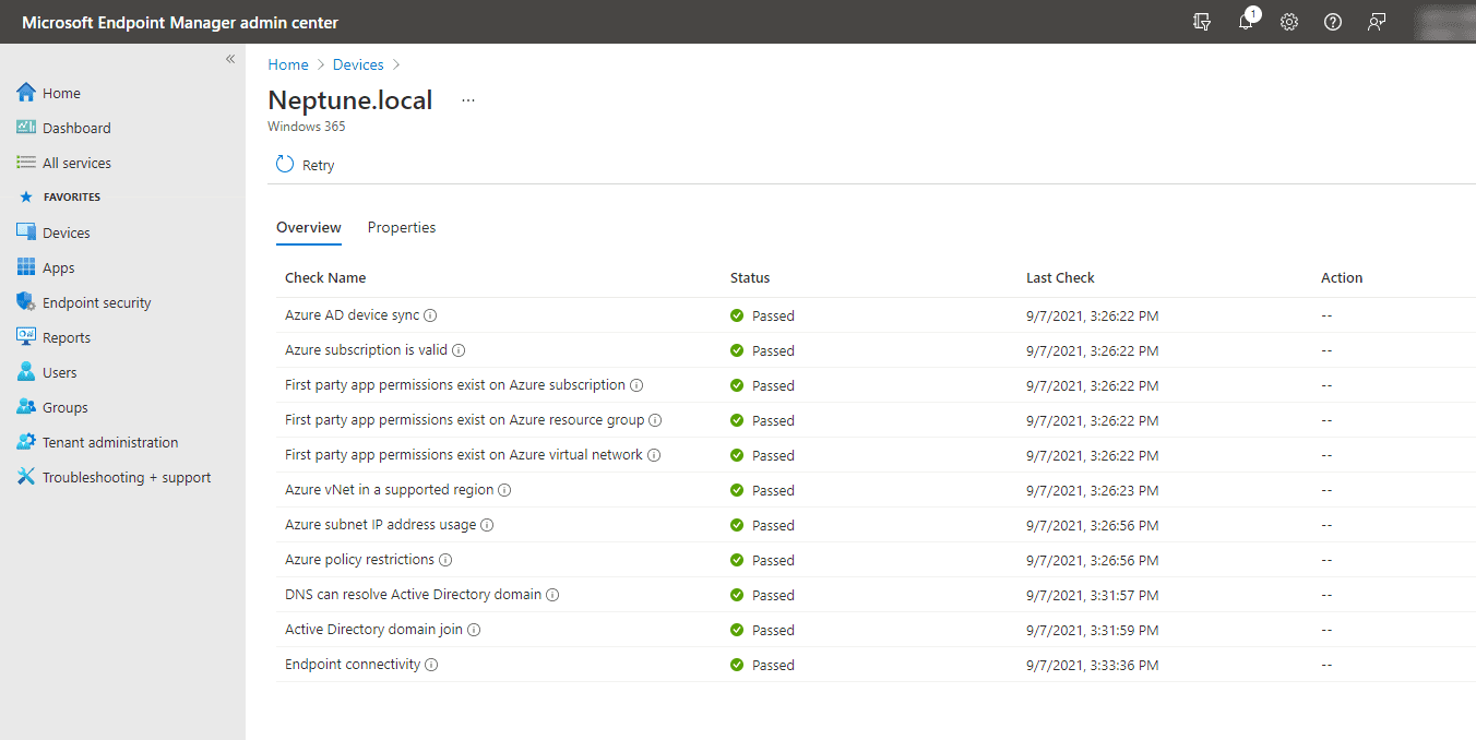 An overview of the on premises network checks performed