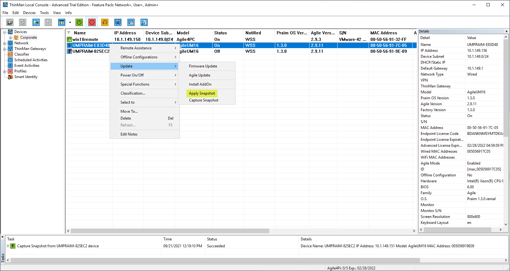 Applying the Agile4Linux snapshot to another Agile4Linux device