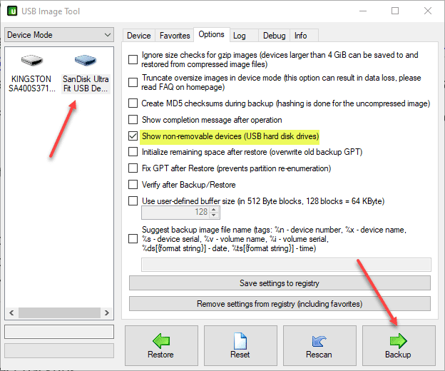 Backing up the USB drive from my ESXi host