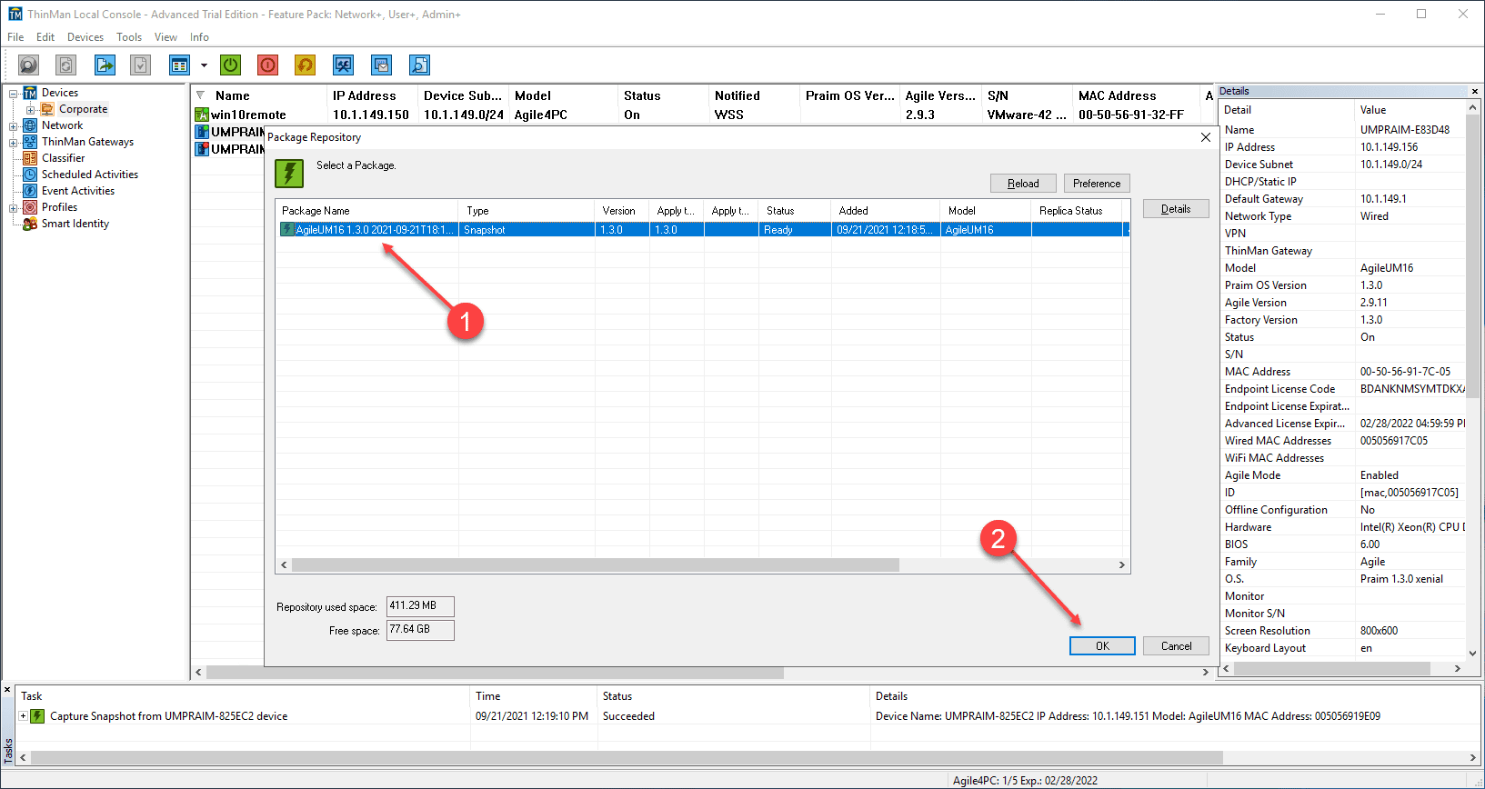 Choose the snapshot and apply the snapshot to the machine