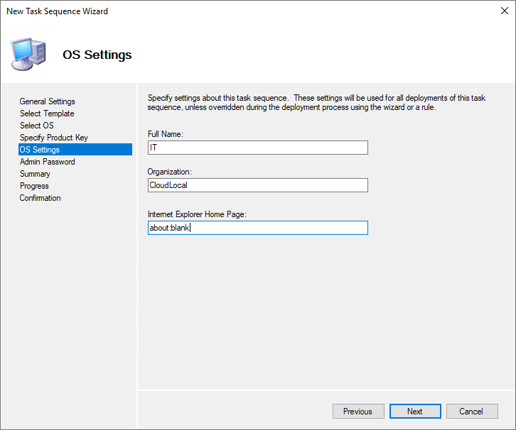 Configure OS settings for Windows Server 2022 installation by MDT
