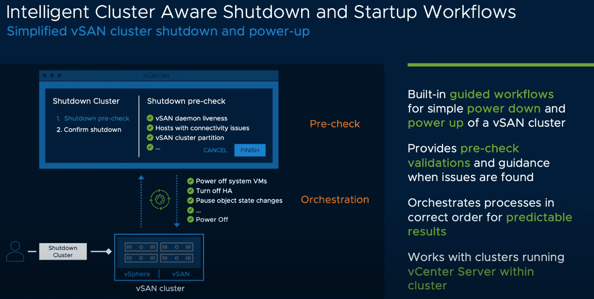 Intelligent cluster aware shutdown and startup workflows