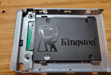Kingston SSD mounted in drive adapter