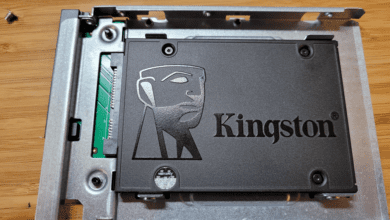 Kingston SSD mounted in drive adapter