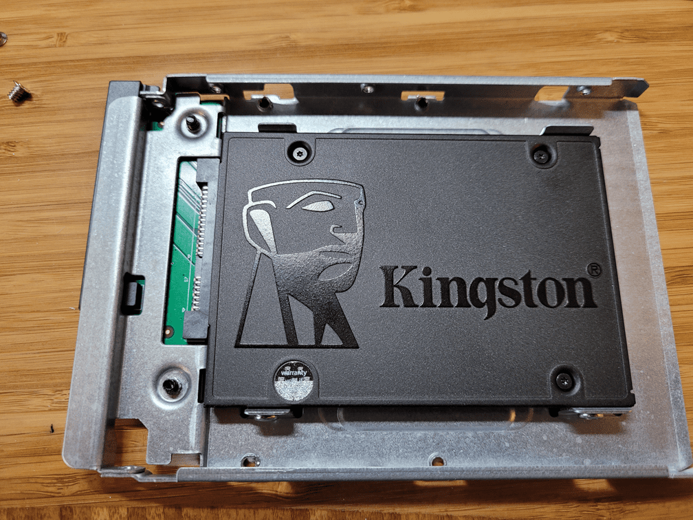 Kingston SSD mounted in drive adapter