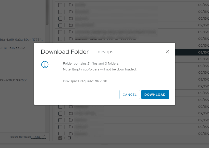 Size of files displayed after choosing to download