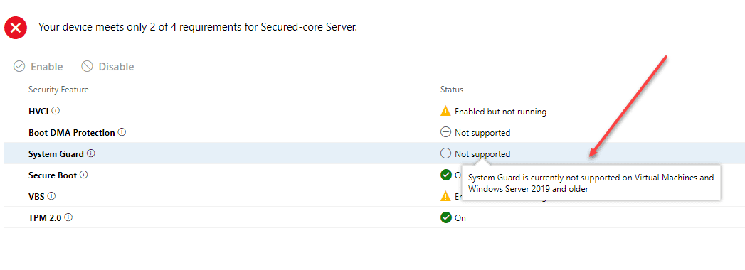 System Guard not supported