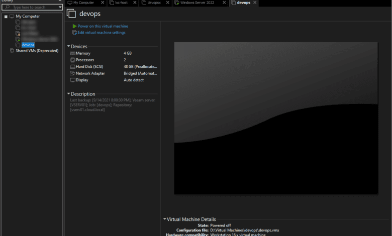 The vSphere VM is imported in VMware Workstation without issue