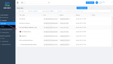 Viewing the SpinOne Shared Data dashboard