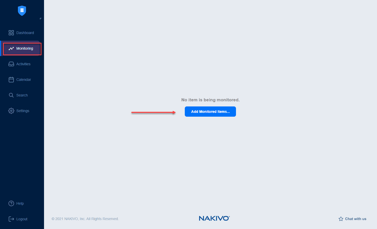 Add monitored items in NAKIVO Backup Replication v10.5 beta