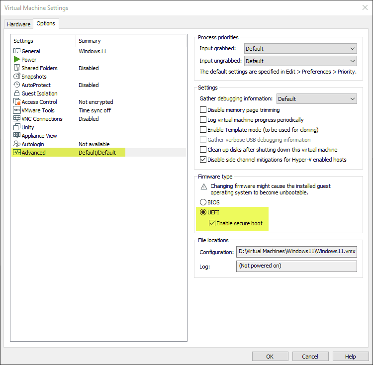 Configuration of the Windows 11 PC before attempting the install