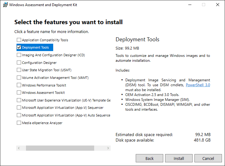 Install the Windows 11 ADK with deployment tools