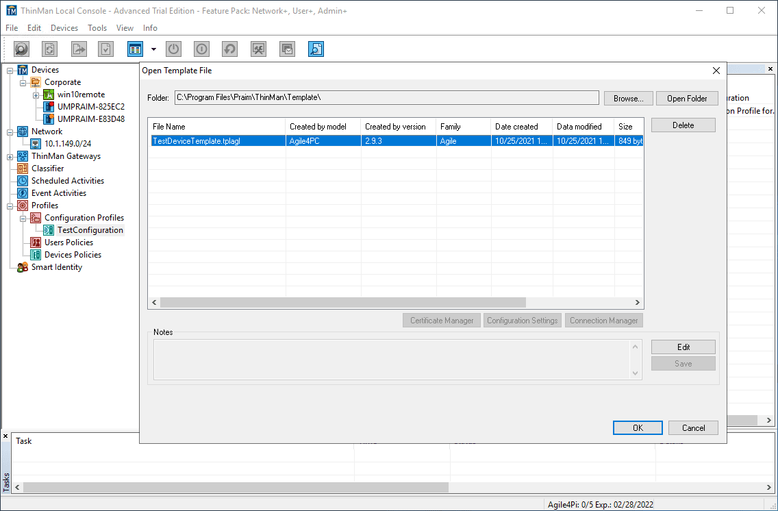 Add a template to a configuration profile