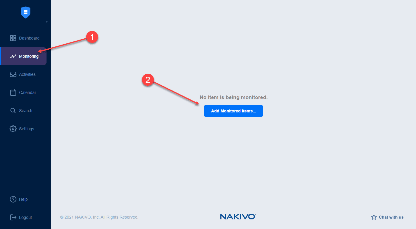 Add monitored items in your NAKIVO Monitoring dashboard