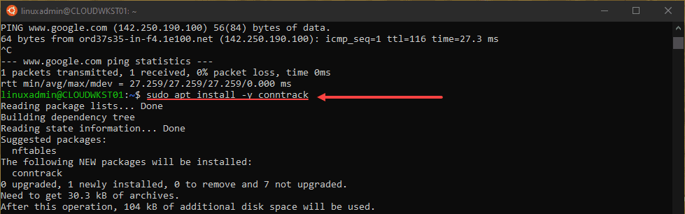 Install conntrack in WSL 2