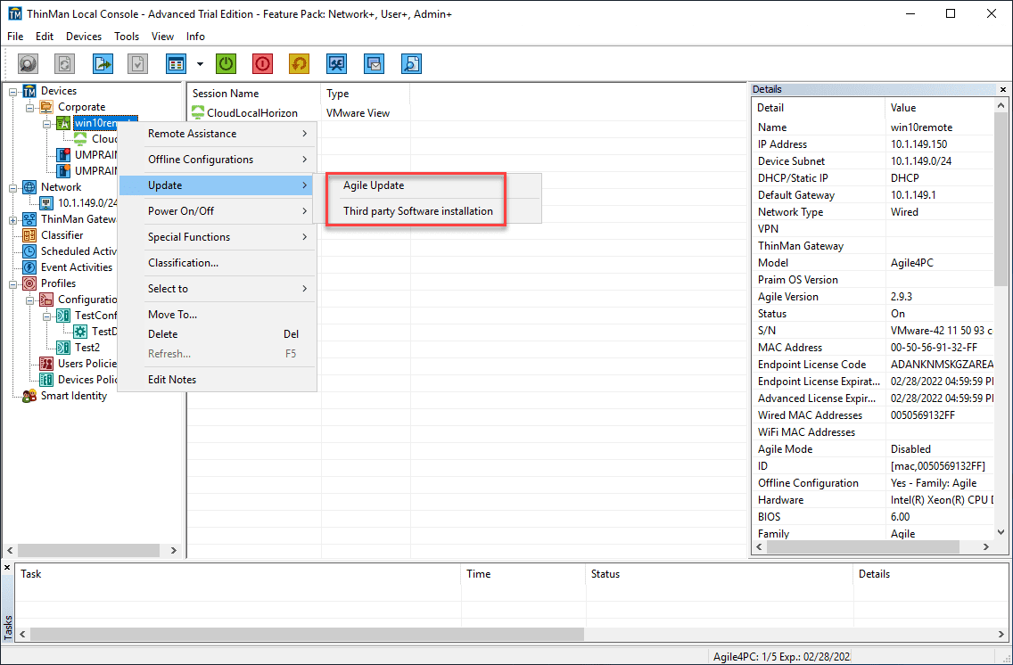 Installing updates or third party software using Praim ThinMan Server