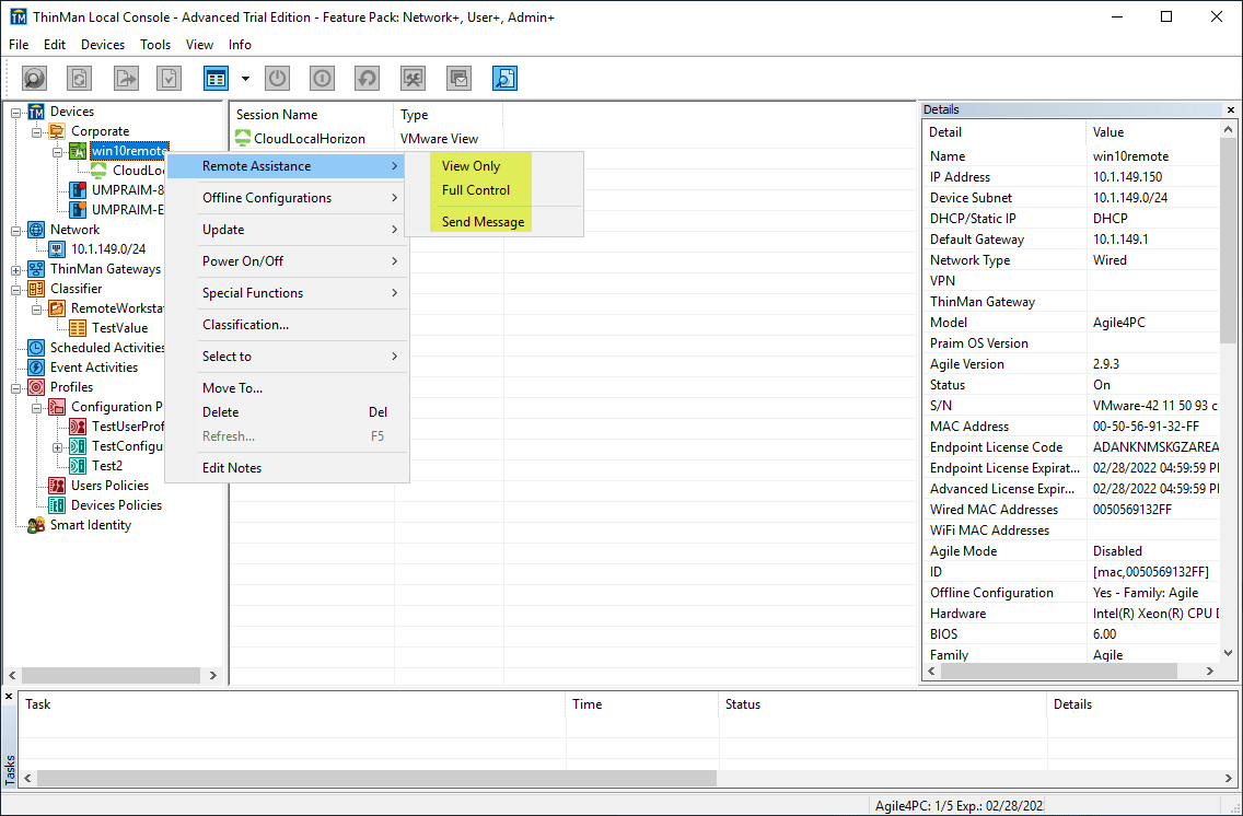 Providing remote assistance to remote workers using ThinMan Server