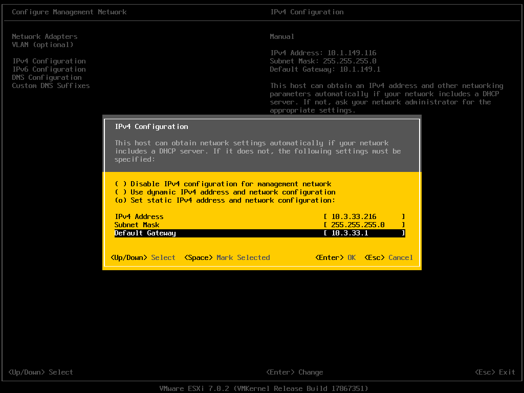 Change the IP to the target IP address you want to configure