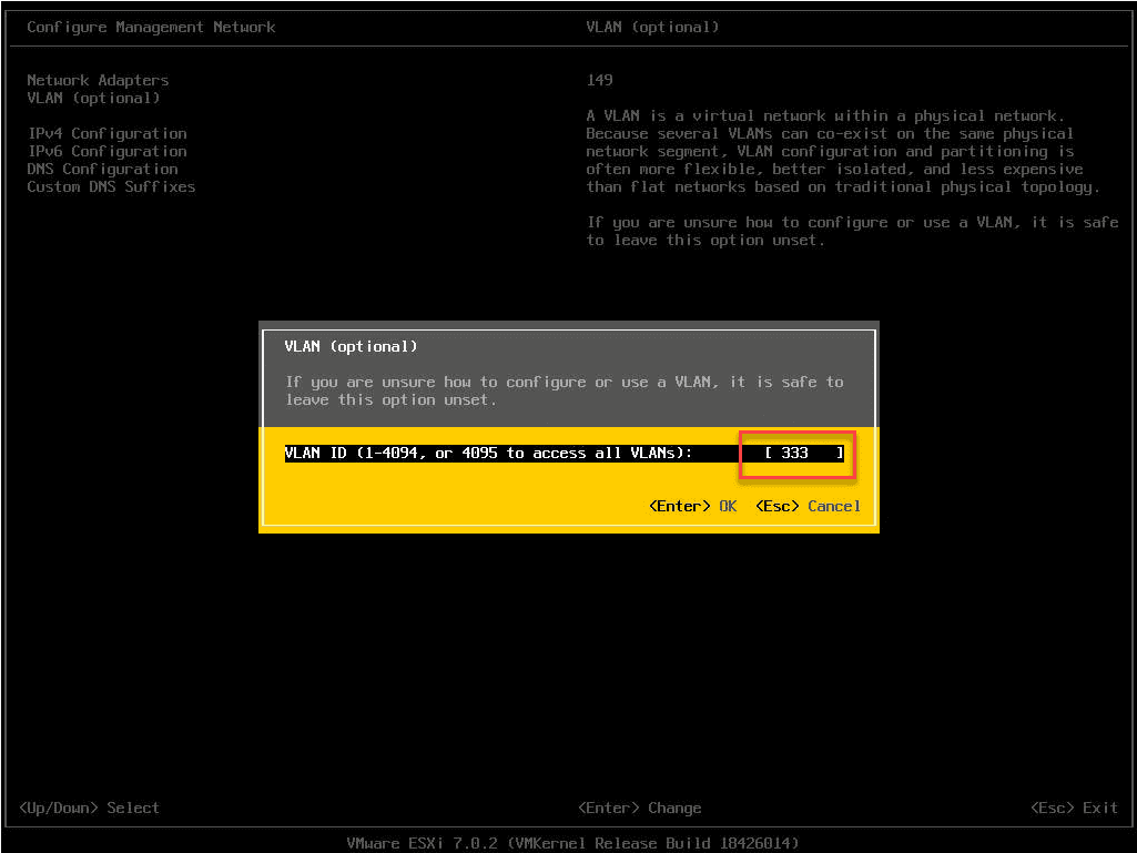 Changing to the new VLAN