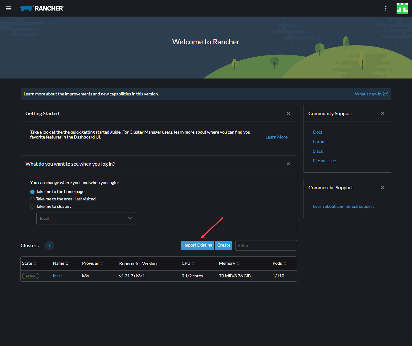 Importing an existing Kubernetes cluster