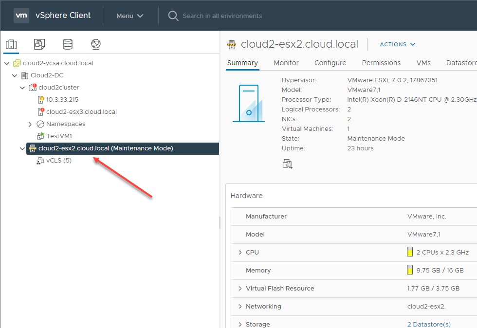 Move the host out of the vSAN enabled cluster
