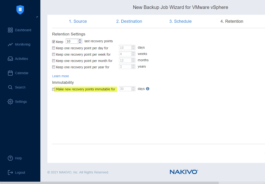 NAKIVO immutable backups protect your backup data from ransomware encryption