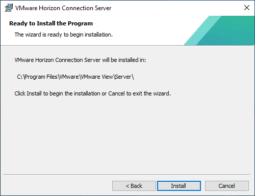Ready to install the VMware Horizon 8 2111 Connection Server