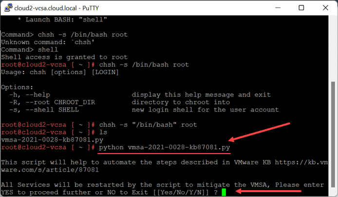 Run the python script and verify services restart