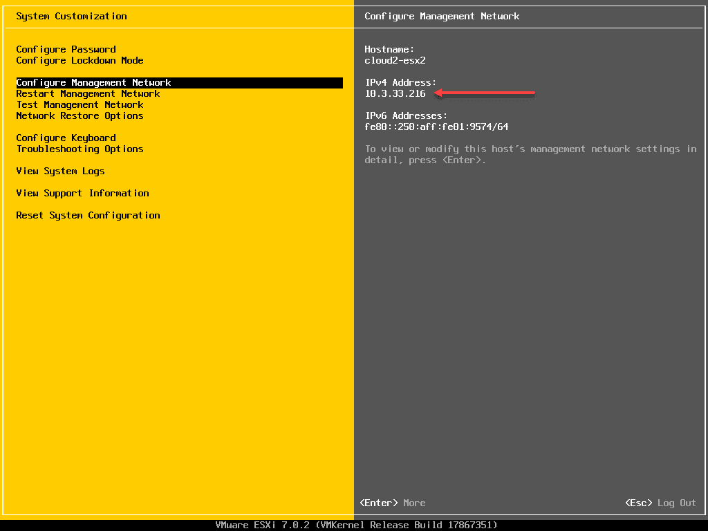 View the newly configured IP address