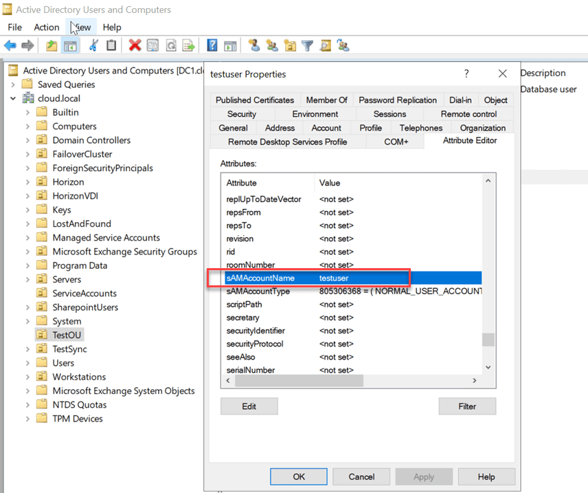 Viewing the sAMAccountName in Active Directory Users and Computers