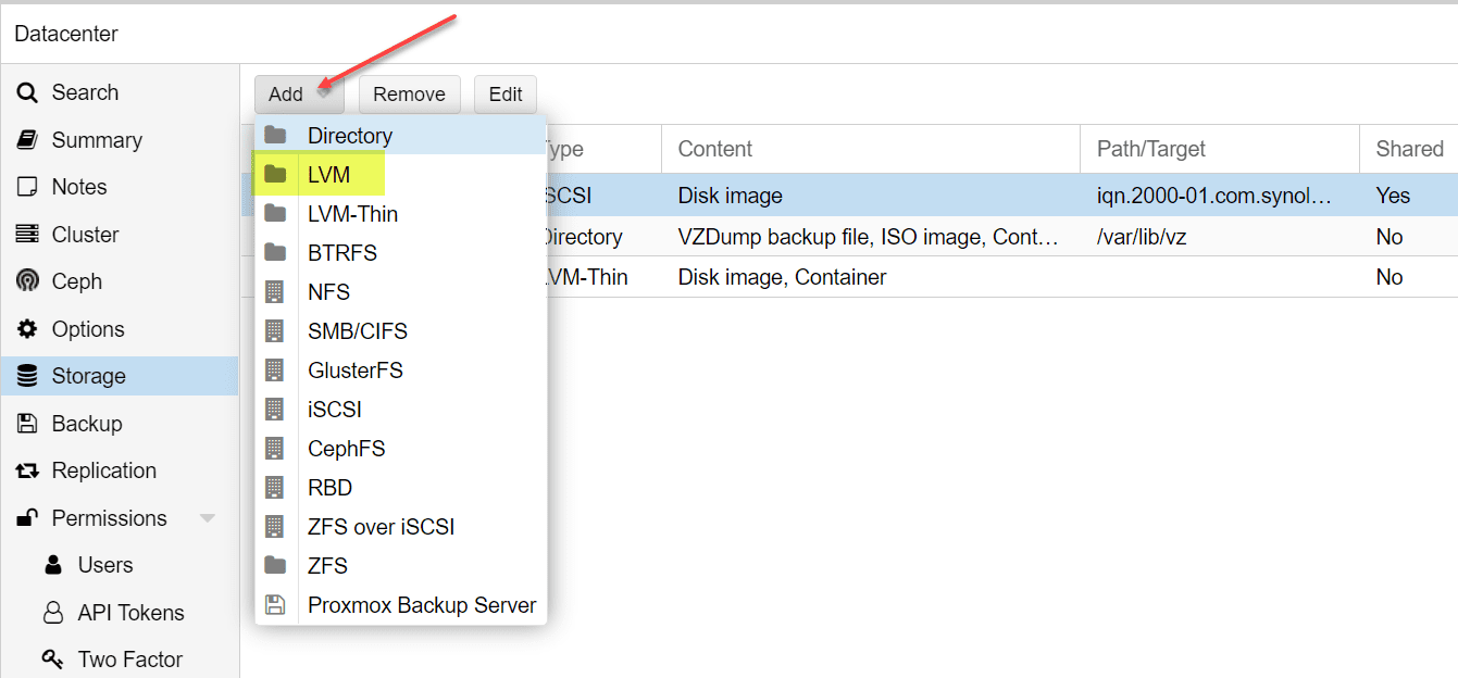Add a new LVM in Proxmox