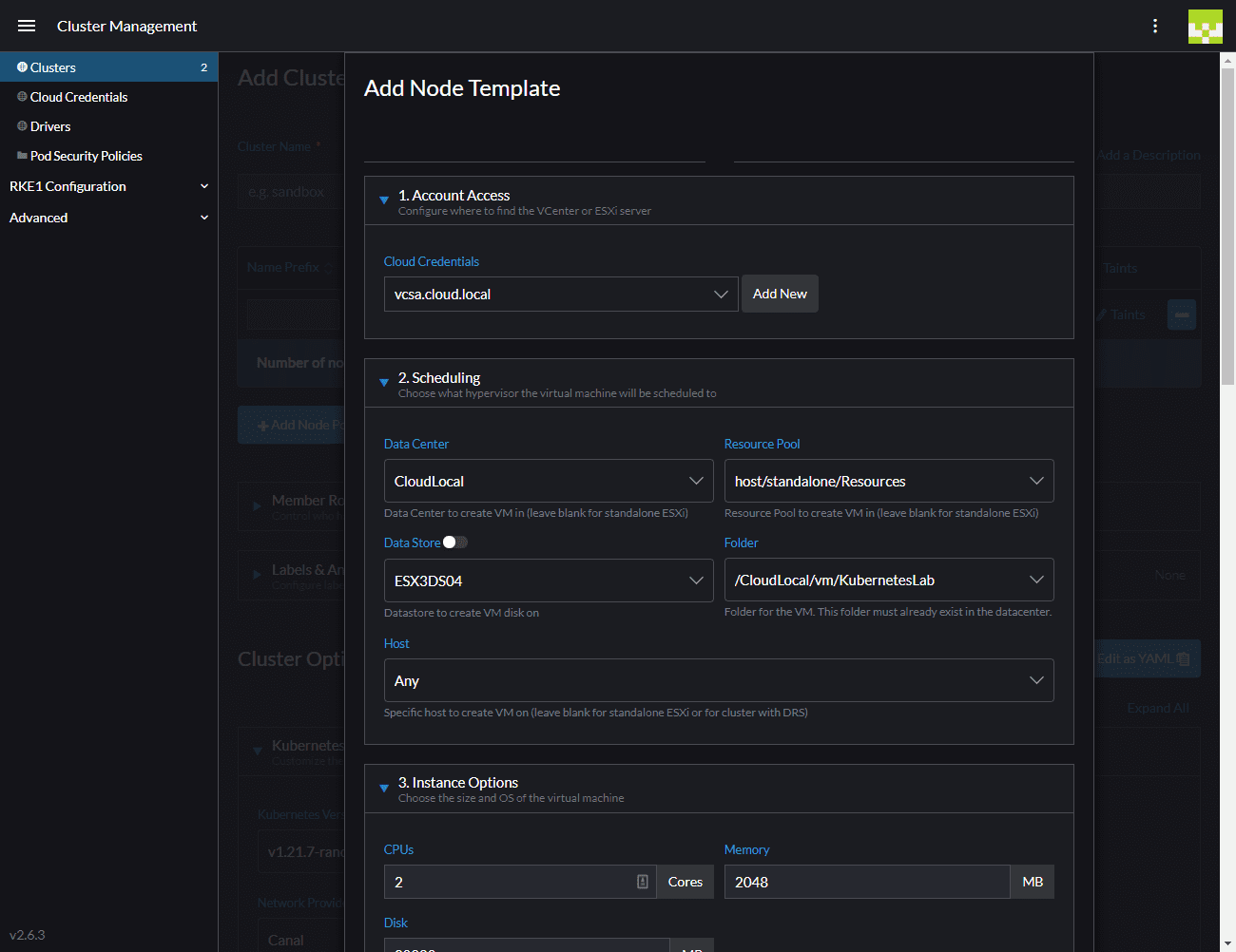 Add a node template in Rancher