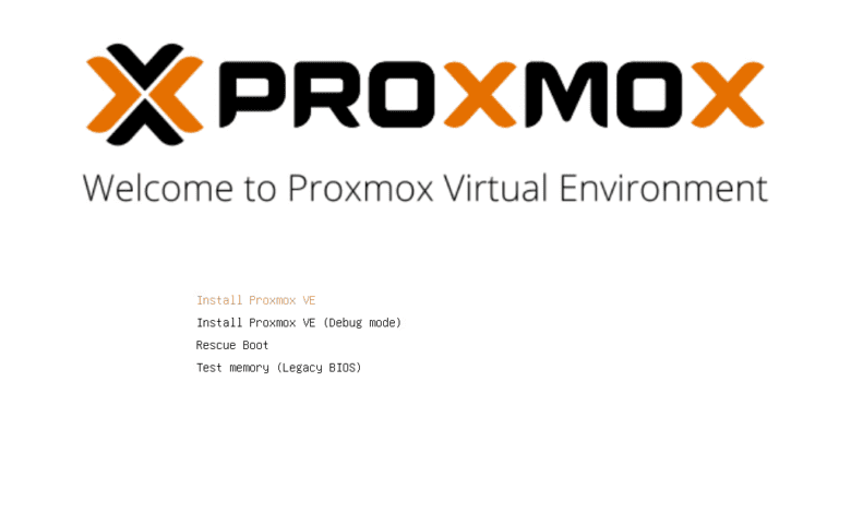 Booting the Proxmos 7.1 VE installer