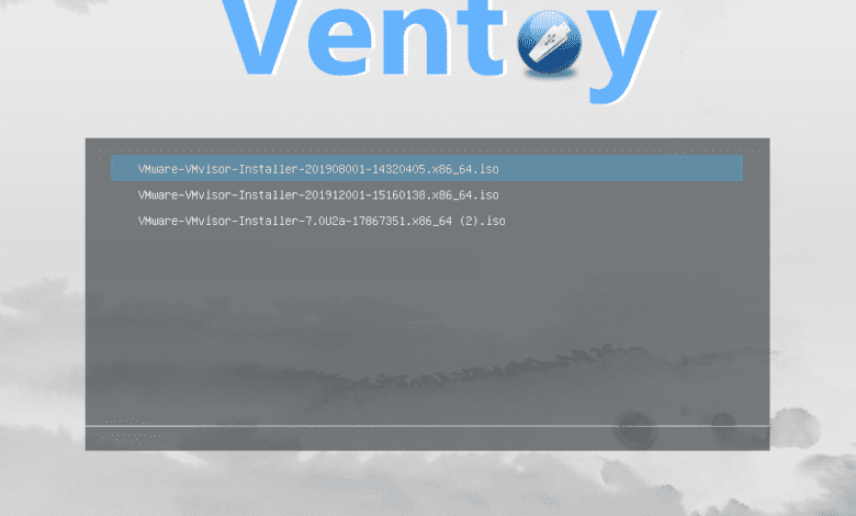 Booting the Ventoy prepared USB key