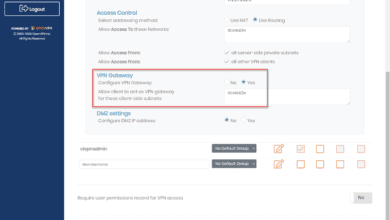 Configure VPN gateway option for an OpenVPN Access Server user