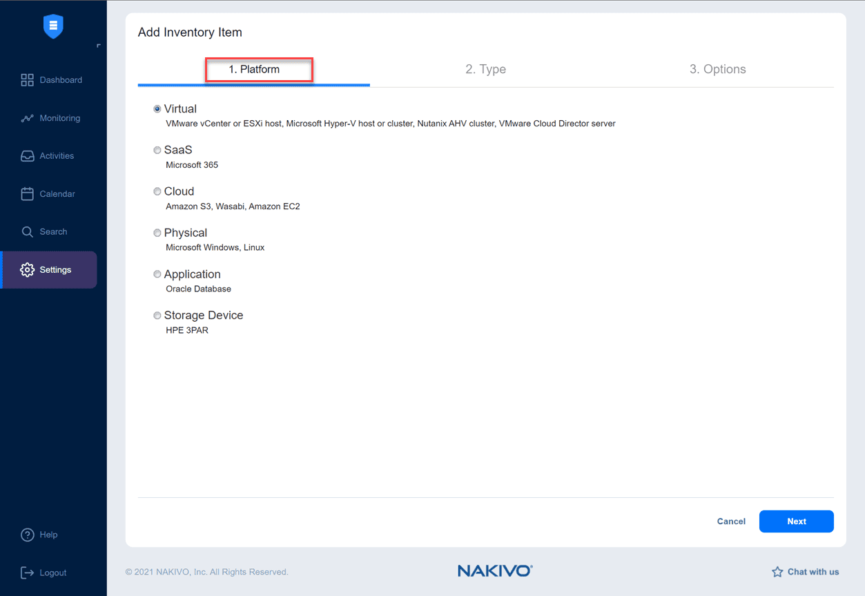 Configuring the source platform for backup