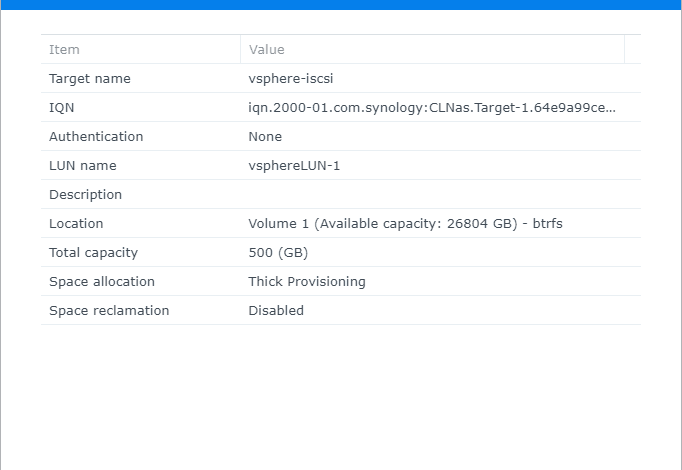 Confirm the iSCSI LUN configuration