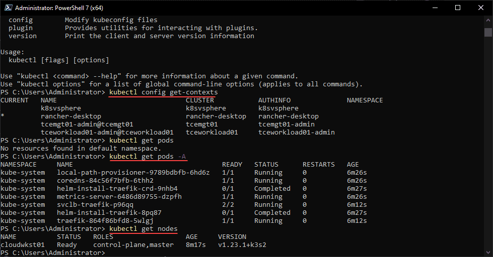 Connect to Rancher Desktop Kubernetes using kubectl viewing pods and nodes