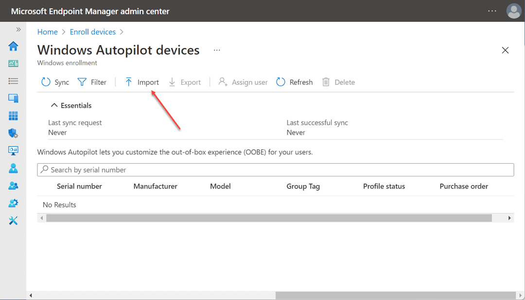 Enroll devices in the Windows Autopilot devices blade