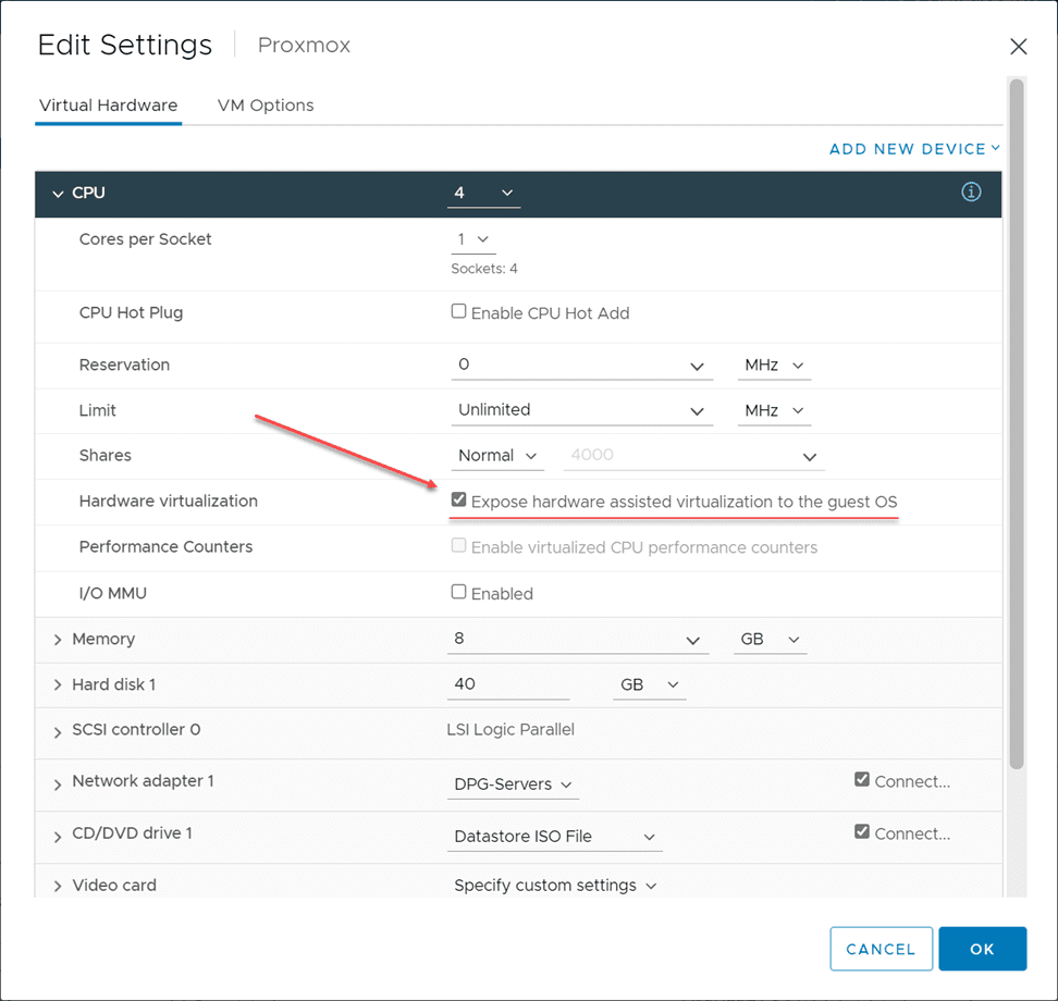 Exposing CPU hardware virtualization to the guest OS