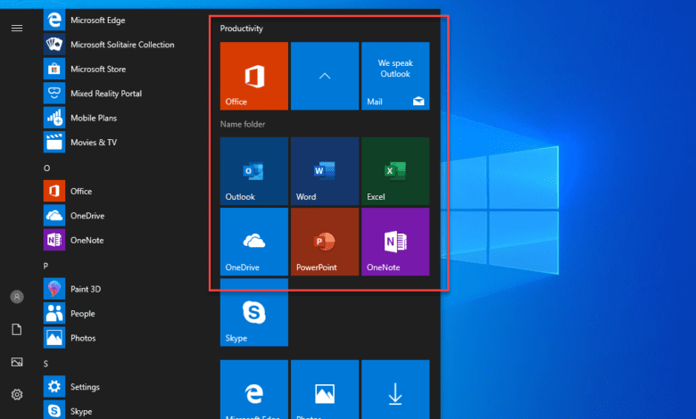 Microsoft 365 Office apps appear in the Start menu