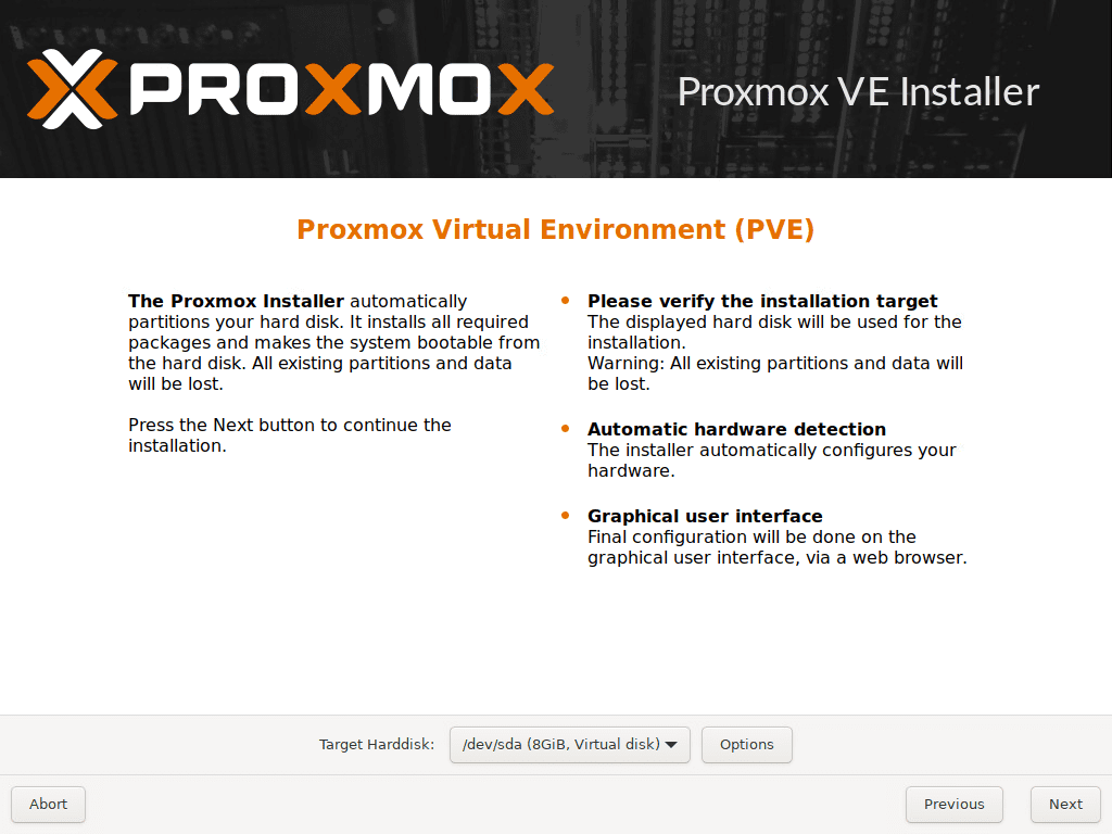 Select the disk partitioning to be used with the Proxmox VE 7.1 installation