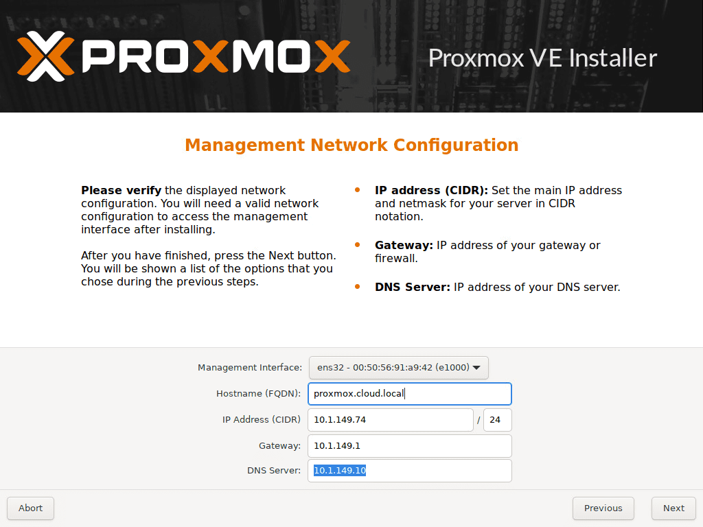 Set the hostname and network configuration