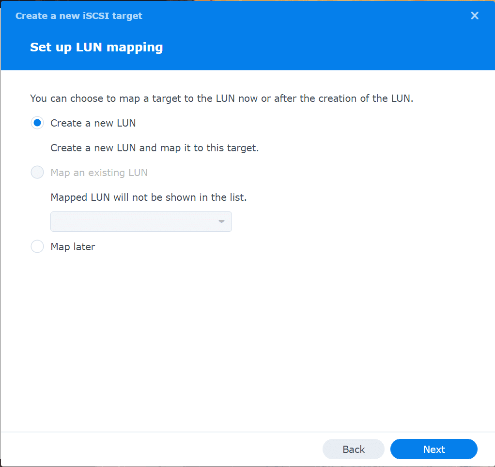 Set up LUN mapping in Synology SAN Manager