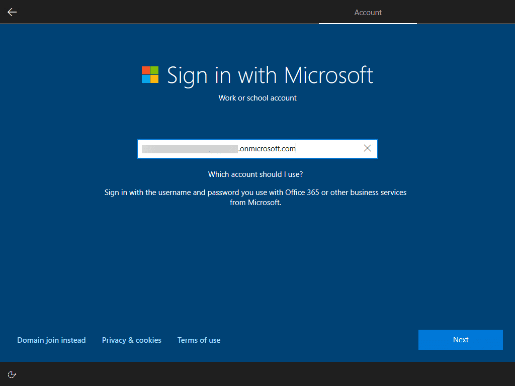 Sign in with your organization account