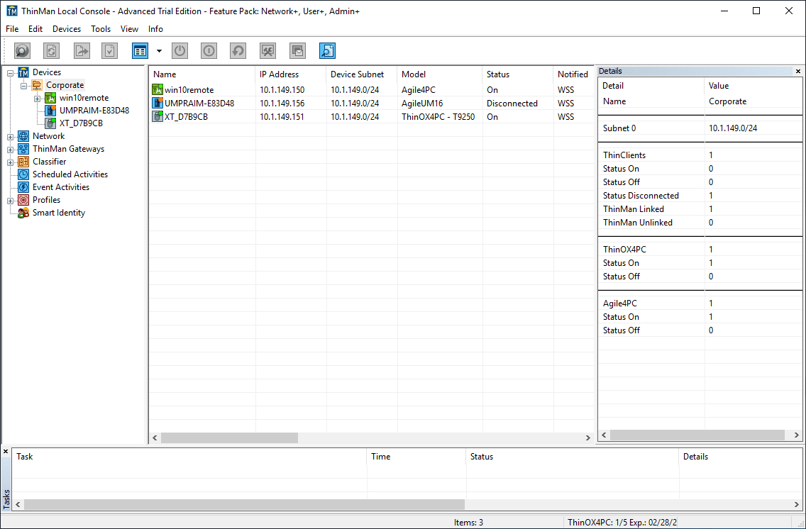 ThinMan Server provides centralized management of Praim thin clients