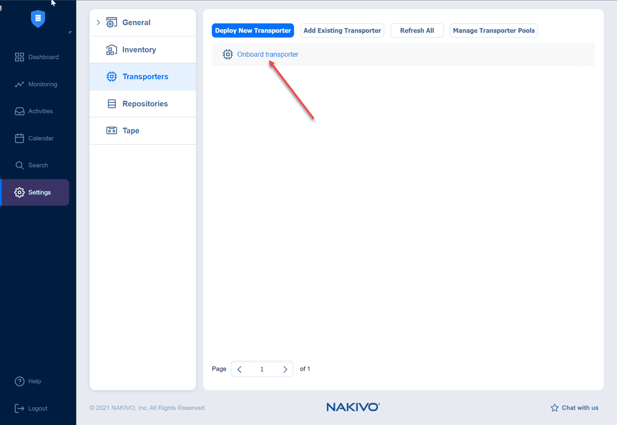 Using the onboard transporter for moving data