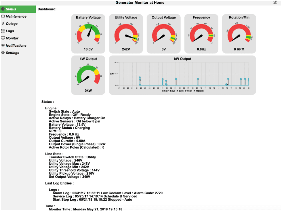 View of Genmon web interface