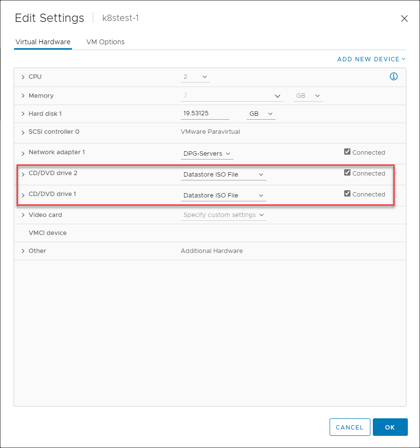 Vulnerable virtual machine in VMware vSphere to VMSA 2022 0001